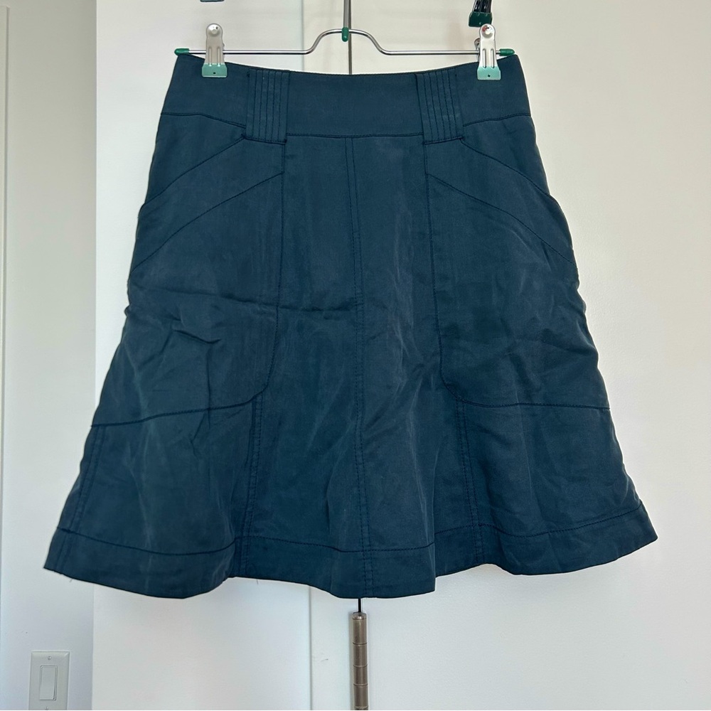 Anthropologie Washed Blue High Waist Skirt with Pockets